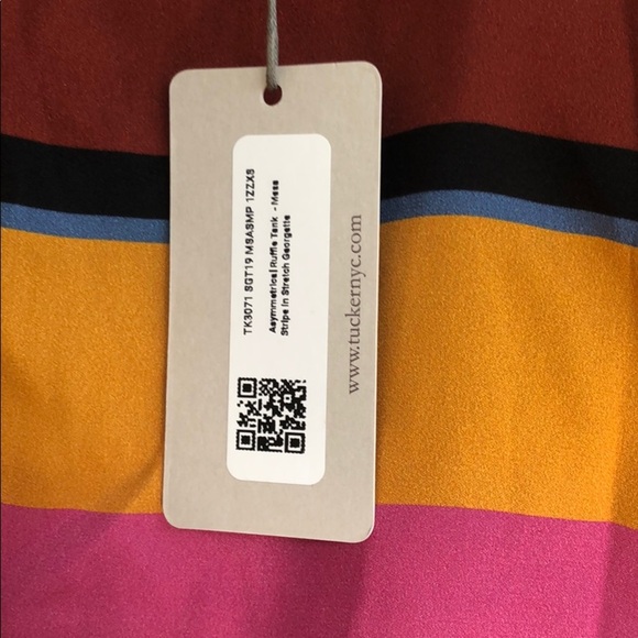 NEW • Tucker NYC • Ruffle Silk Mesa Stripe Tank XS - Picture 3 of 4